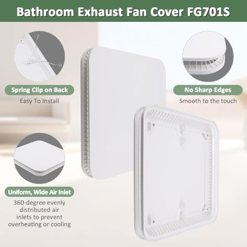 WKZO 13.25" X 13.25" FG701S Bathroom Exhaust Grille Cover Included Springs - Image 3