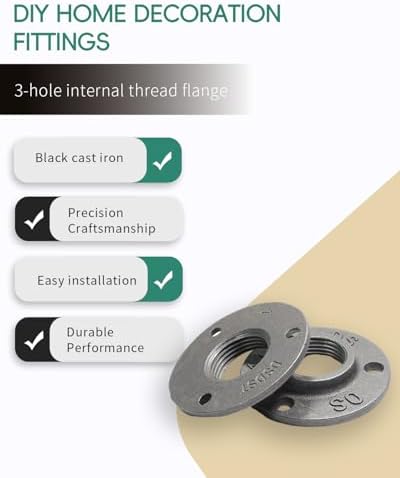 Black Cast Iron Floor Flange 3/4" Female Thread, 4 Pack Industrial Pipe - Image 4