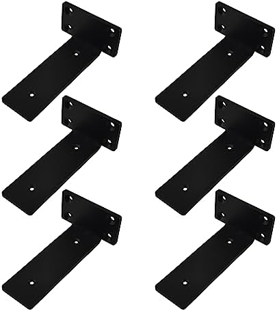 Heavy Duty Shelf Bracket 5 inch Metal Wall Mount Powder Coated 90 Degree Black by MTBEL