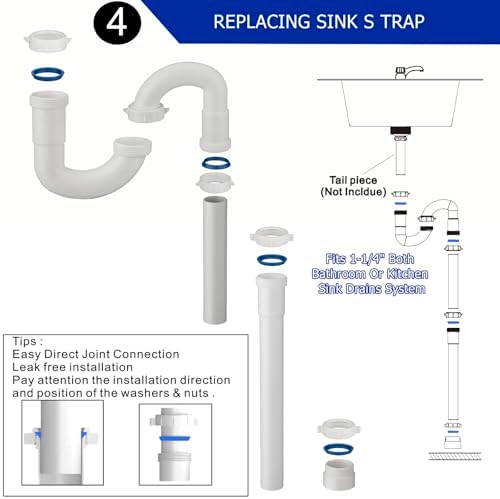 Yariwiz 1-1/4 inch White Bathroom Drain Kit - Image 6