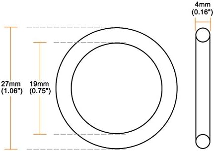 uxcell Nitrile Rubber O-Rings 27mm OD 19mm ID 4mm Width, Metric Sealing Gasket - Image 3