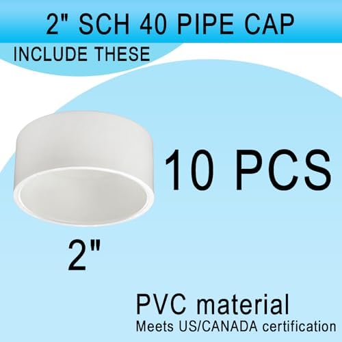 Asterbacks 2 inch PVC Socket Cap Schedule 40 White Pipe Fittings Connectors - Image 5