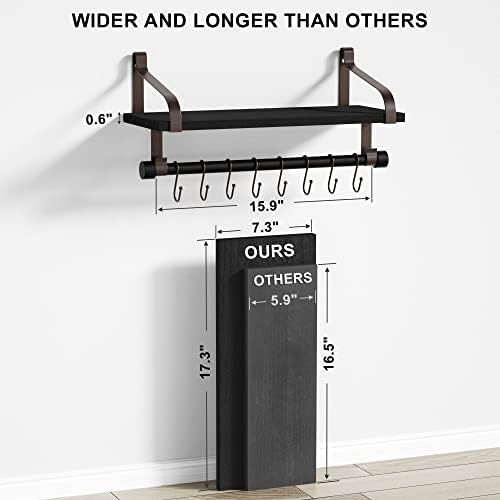Love-KANKEI 17.3" Floating Wall Shelf Wood/Bracket, Coffee Bar - Image 3