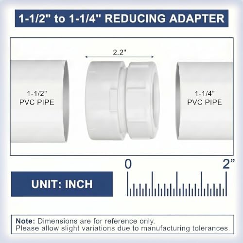 Sivak 8 Pack 1-1/2 to 1-1/4 PVC DWV Female Trap Adapter Drain Line Adapter - Image 3
