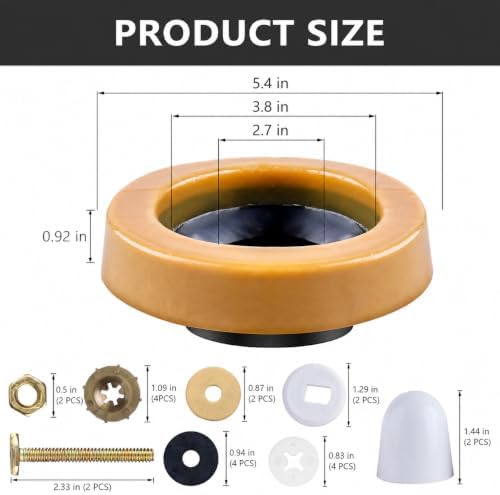 Toilet Bowl Wax Ring Kit with Flange Bolts, Fits 3 or 4 Inch Lines - Image 2