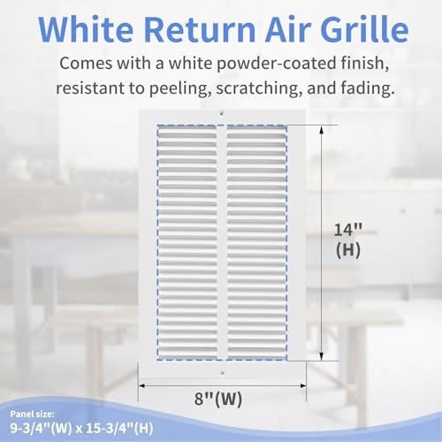 Howeall 8"W x 14"H Steel Return Air Grille, Air Return Vent Cover - Image 3