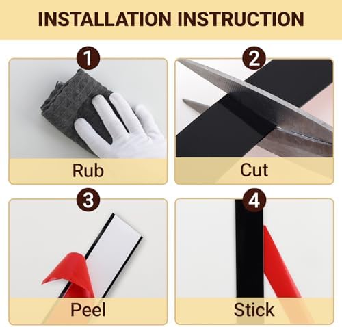 Trimold Glossy Black Molding Trim, Peel and Stick Mirror Border Design - Image 6