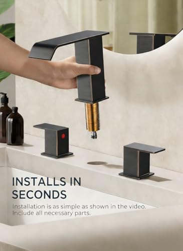 FORIOUS Bathroom Faucets 3 Hole 8 Inch Widespread Sink Oil Rubbed Bronze - Image 3