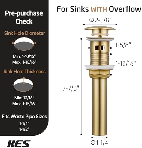 KES Vessel Sink Drain Pop Up Drain - Image 6