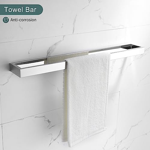 4-Pieces Bathroom Hardware Set, Polished Chrome Towel Bar Set, Wall Mounted - Image 2