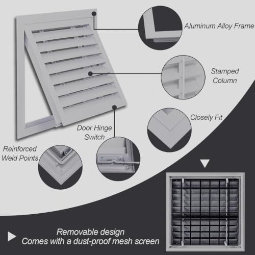 Light Gray Air Return Grille, Aluminum Access Panel - Image 3