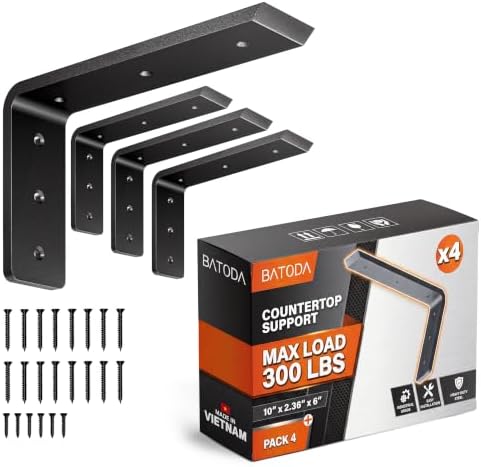BATODA 10” Countertop Support Steel Brackets, Heavy Duty L Bracket by BATODA