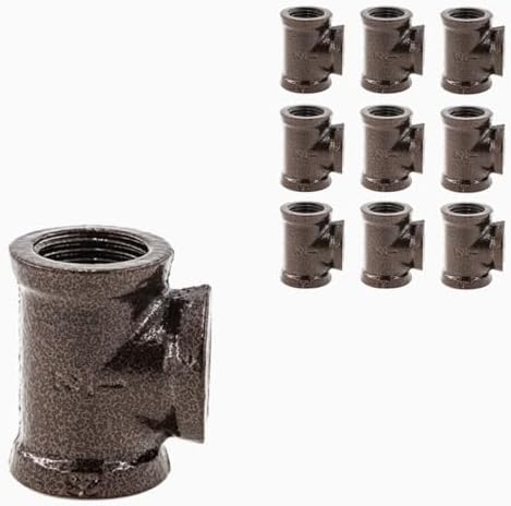1/2" TEE Industrial Threaded Black Iron Pipe Fittings; Hammered Bronze Finish by PRIMPIPEWORKS