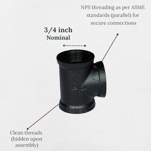 Tee 3/4" Pipe Fitting – Industrial Threaded Black Iron Pipe Fitting - Image 3