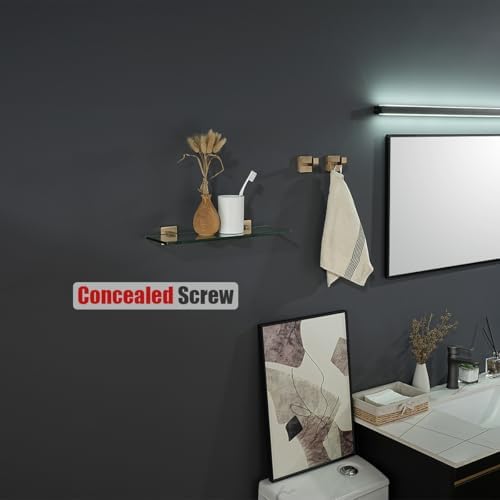 JQK Bathroom Glass Shelf, Floating Tempered Glass Shower Storage 16 by 5 inches - Image 5
