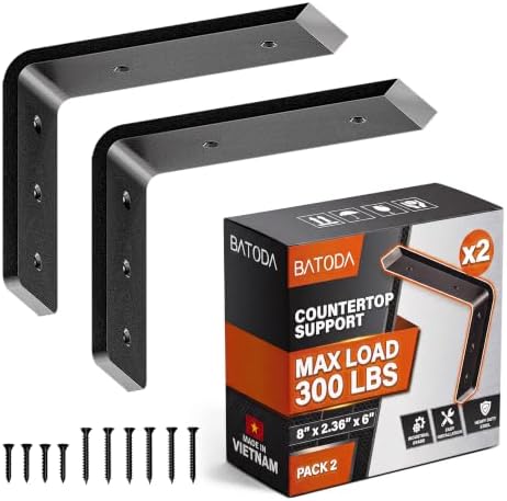 BATODA 8” Countertop Support Steel Brackets, Heavy Duty L Bracket by BATODA