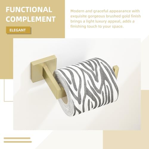 Angle Simple Toilet Paper Holder Wall Mount, Brushed Gold - Image 5