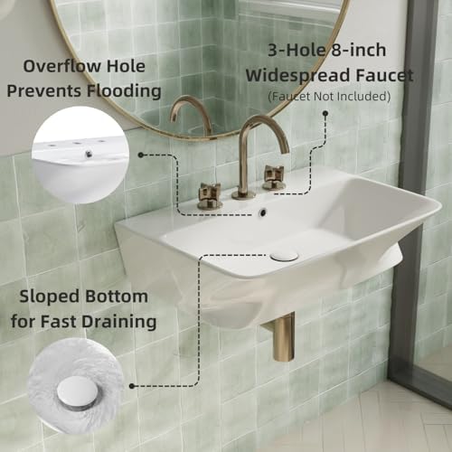 24"W x 17"D Wall Mount Bathroom Sink - Image 6