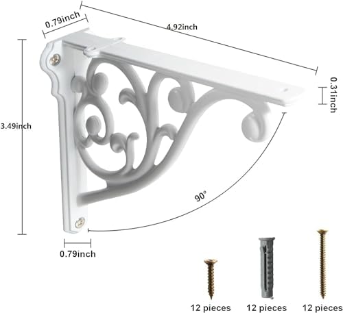 Khtumeware Ornate Decorative Shelf Brackets, 5x3.5 inch Small wall Mounted - Image 2
