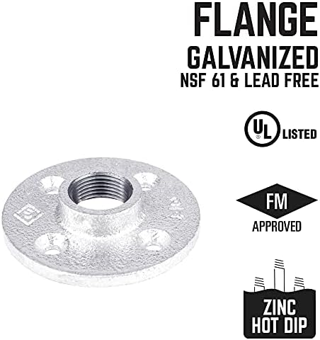 PIPE DECOR 3/4 in. Floor Flange, Authentic Galvanized Malleable Iron, 8 Pack - Image 2