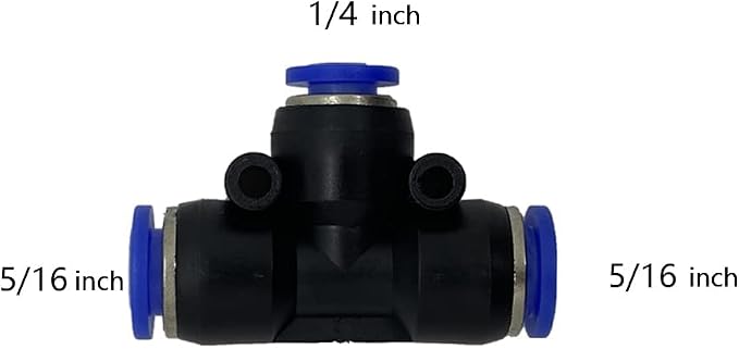 5 Pcs 5/16" x 1/4"x 5/16" Pneumatic T Shaped 3 Way Tube Reducer Connector - Image 2