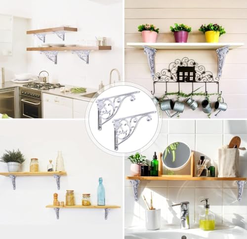 Shelf Brackets 6 Inch 4 Pack Heavy Duty Polished Chrome Wall Bracket Victorian - Image 4