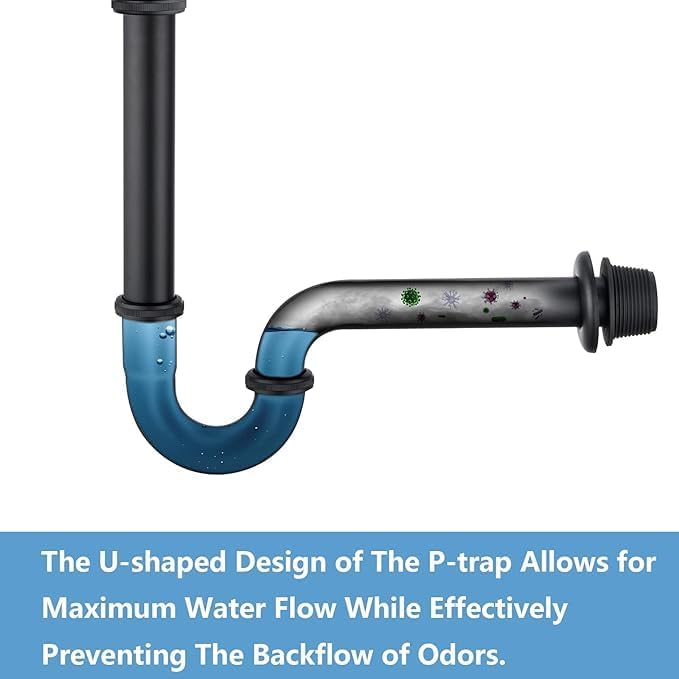 ZM Matte Black Stainless Steel P Trap 1-1/4 Inch Adjustable Drain Kit - Image 5