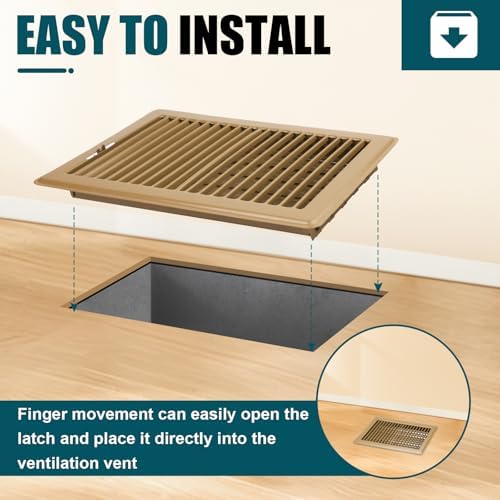 VOISEN Floor Register 6x10, 2 Pack Brown Floor Vent Covers - Image 6