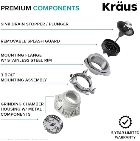 KRAUS WasteGuard 3/4 HP Continuous Feed Garbage Disposal - Image 5