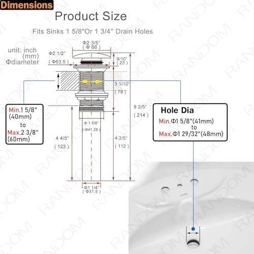 RANDOM Bathroom Faucet Vessel Vanity Sink Pop Up Drain Stopper Without Overflow. - Image 2