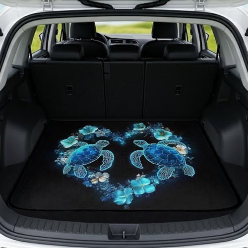Heart Sea Turtle Flower Sports Gear Trunk Mat 29"x39" by Darisoco