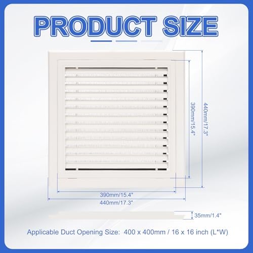 PATIKIL 16x16 Inch Plastic Ventilation Grille, Return Air Vent Cover Removable - Image 2