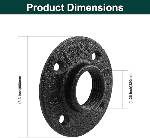 Industrial Pipe Floor Flange, Heavy Duty Malleable Iron Pipe Fittings, Wall - Image 3