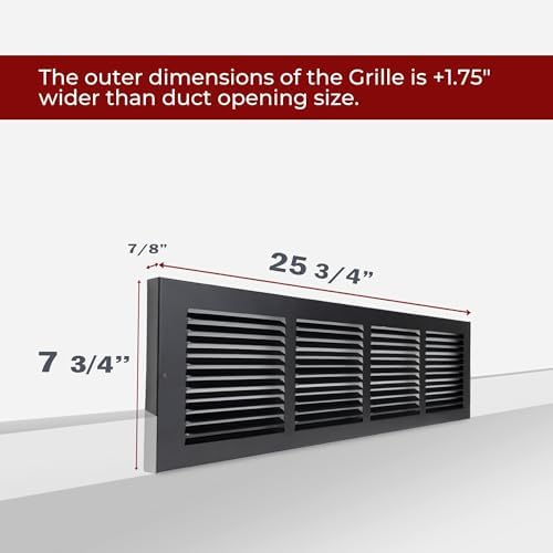 Fits 24x6 Duct Opening | Steel Baseboard Return Air Grille by Handua | Vent - Image 2