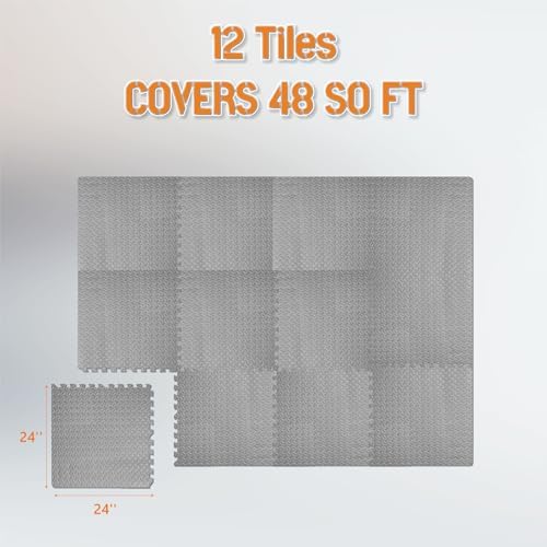 GWT Interlocking EVA Foam Floor Tiles 24x24 Inch 0.4 Inch Thick Gym Flooring - Image 2