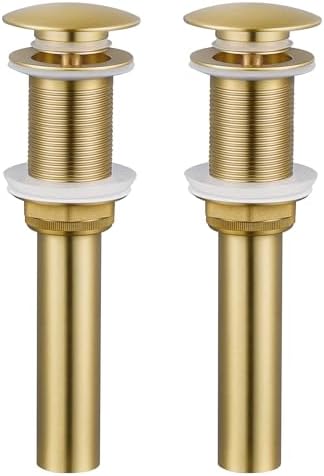 KES Pop Up Sink Drain Stopper Without Overflow, Brushed Gold 2 Pack by KES