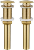 KES Pop Up Sink Drain Stopper Without Overflow, Brushed Gold 2 Pack by KES