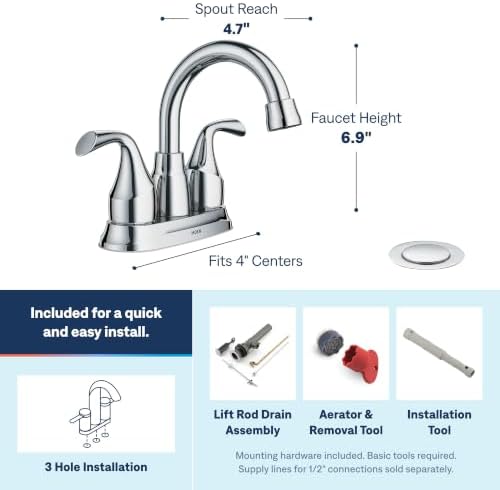 Moen Idora Chrome Two-Handle Centerset Bathroom Sink Faucet - Image 3