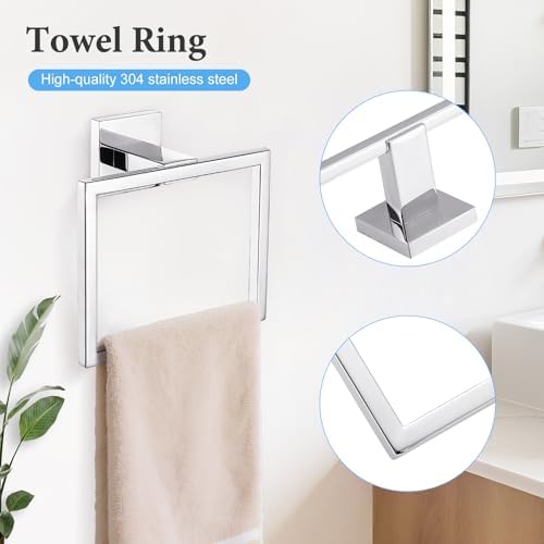 TURS 4-Piece Bathroom Hardware Set Chrome Towel Bar Set 23.6inch Bath Towel - Image 4