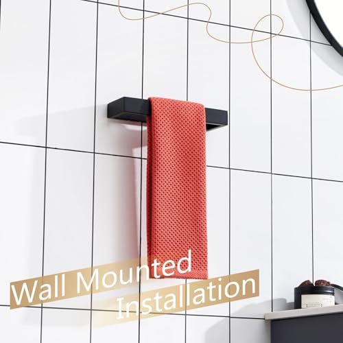 KOKOSIRI Towel Ring Matte Black Hand Towel Bar Holder 9-Inch Kitchen Rack - Image 3
