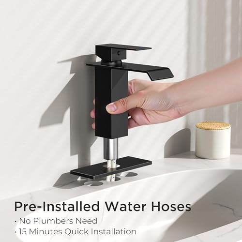 FORIOUS Bathroom Faucet 1 Hole Single Handle Vanity Sink Faucet Matte Black - Image 4