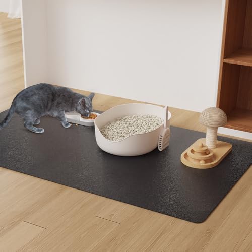 4'×6' Black Floor Protector for Home, Waterproof Easy Care Vinyl Area Rug by BelleCosy