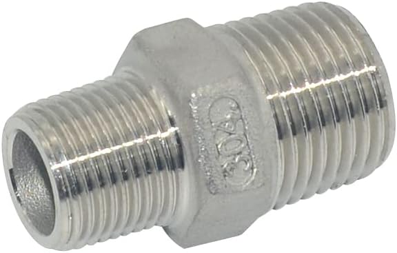 1/2" x 3/8" Male Threaded Reducing Nipple Fitting/Adapter, Stainless Steel - Image 3