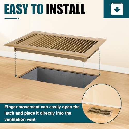 VOISEN Floor Register 4x14, 2 Pack Brown Floor Vent Covers - Image 6