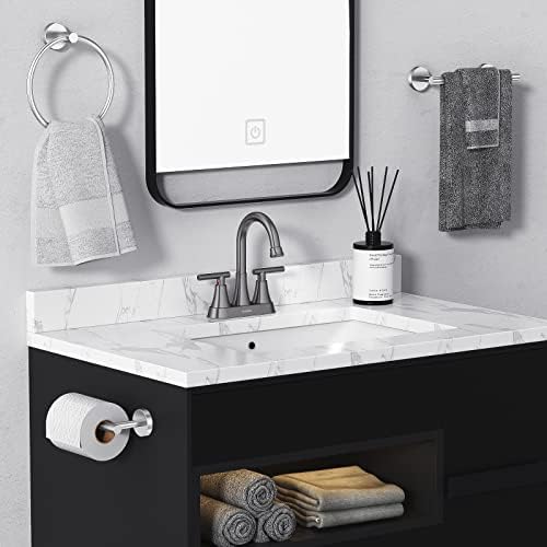 Bathroom Faucet, Hurran 4 inch Centerset 2-Handle Lead-Free, Brushed Grey - Image 6