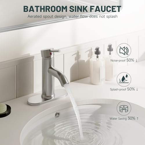 Brushed Nickel Bathroom Faucet for 1 or 3 Holes - Image 3