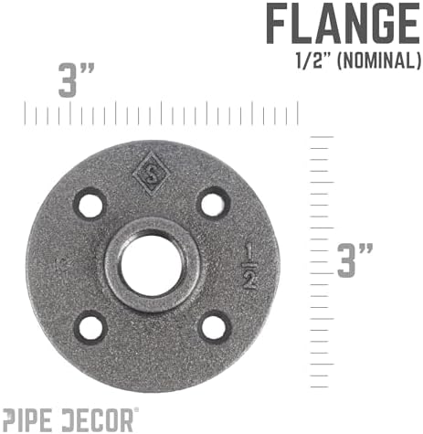 PIPE DECOR 1/2" Malleable Iron Floor Flange 12 Pack, Industrial Steel Grey Fits - Image 3