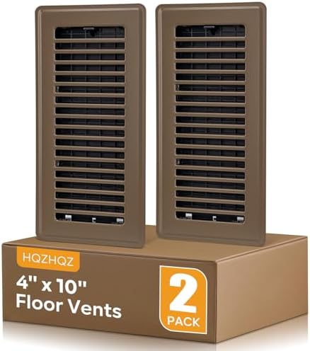 Floor Register 4x10, Floor Vent Covers Brown, 2 Pack Heavy Duty Steel Walkable by HQZHQZ