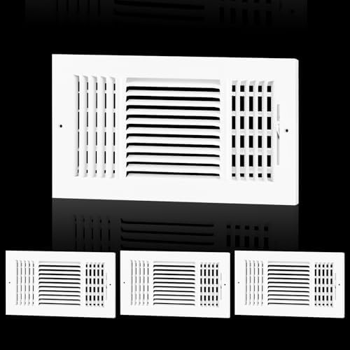 4PK 12x6 Ceiling Vent Cover for Wall 12x6 Ducts, 3 Way Ceiling Register by EXCELFU