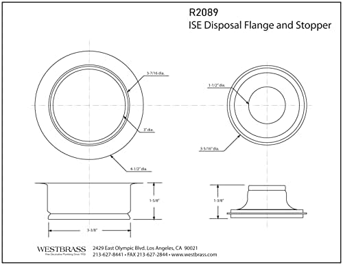 Westbrass R2089-05 4-1/4" Kitchen Sink Waste Disposal Drain Flange and Stopper - Image 2